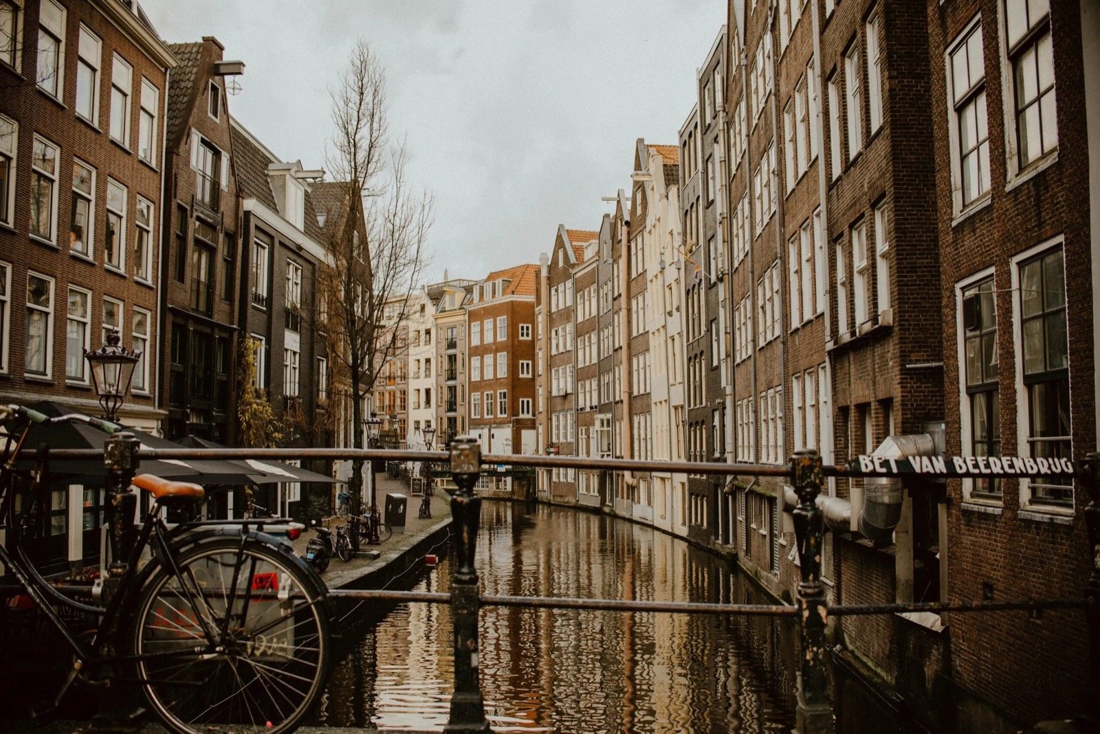 Amsterdam canal with iconic Dutch architecture
